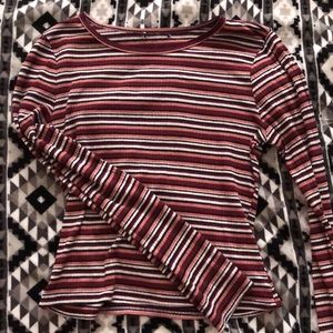 Pink and White Tight Striped Crop-Top